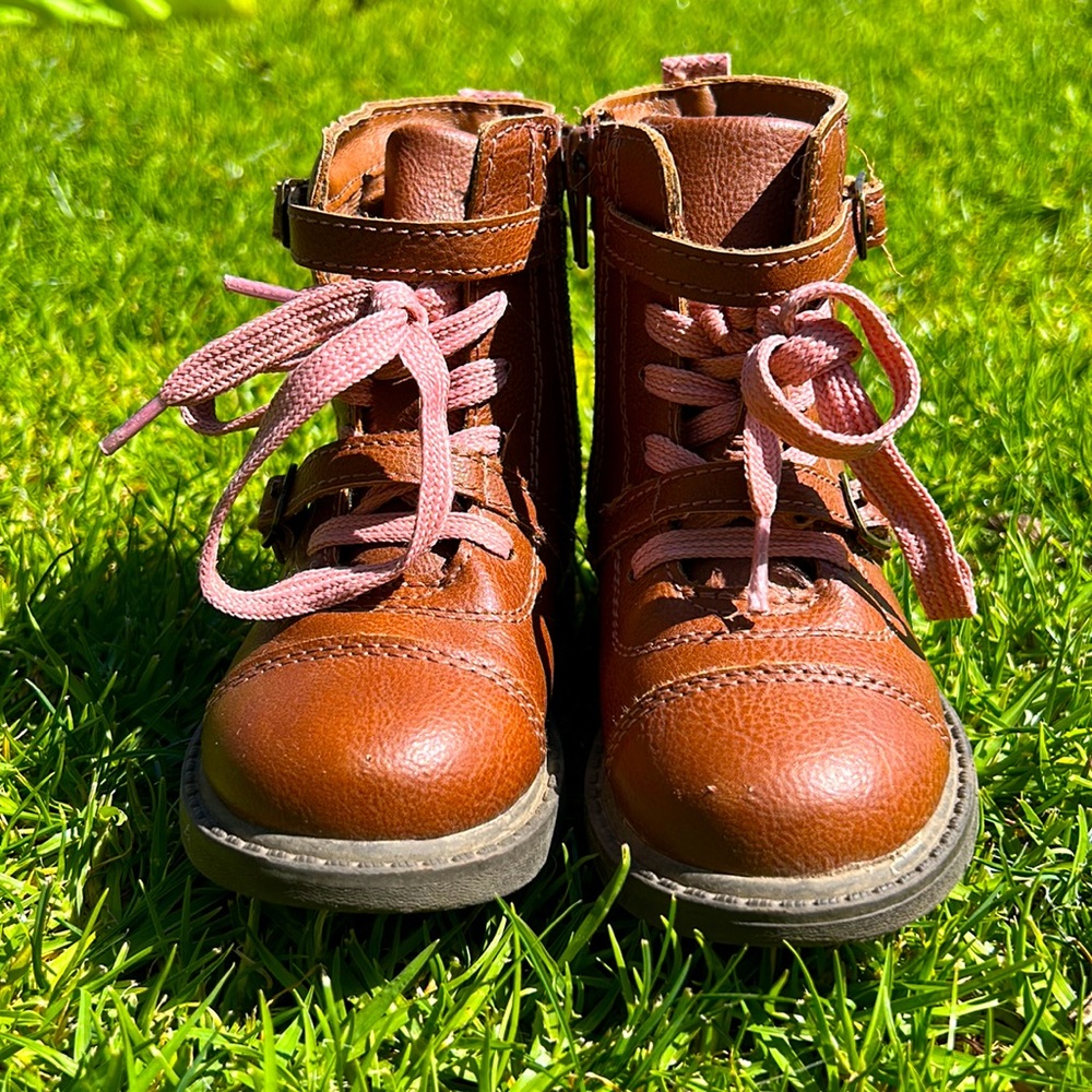 Brown combat boots